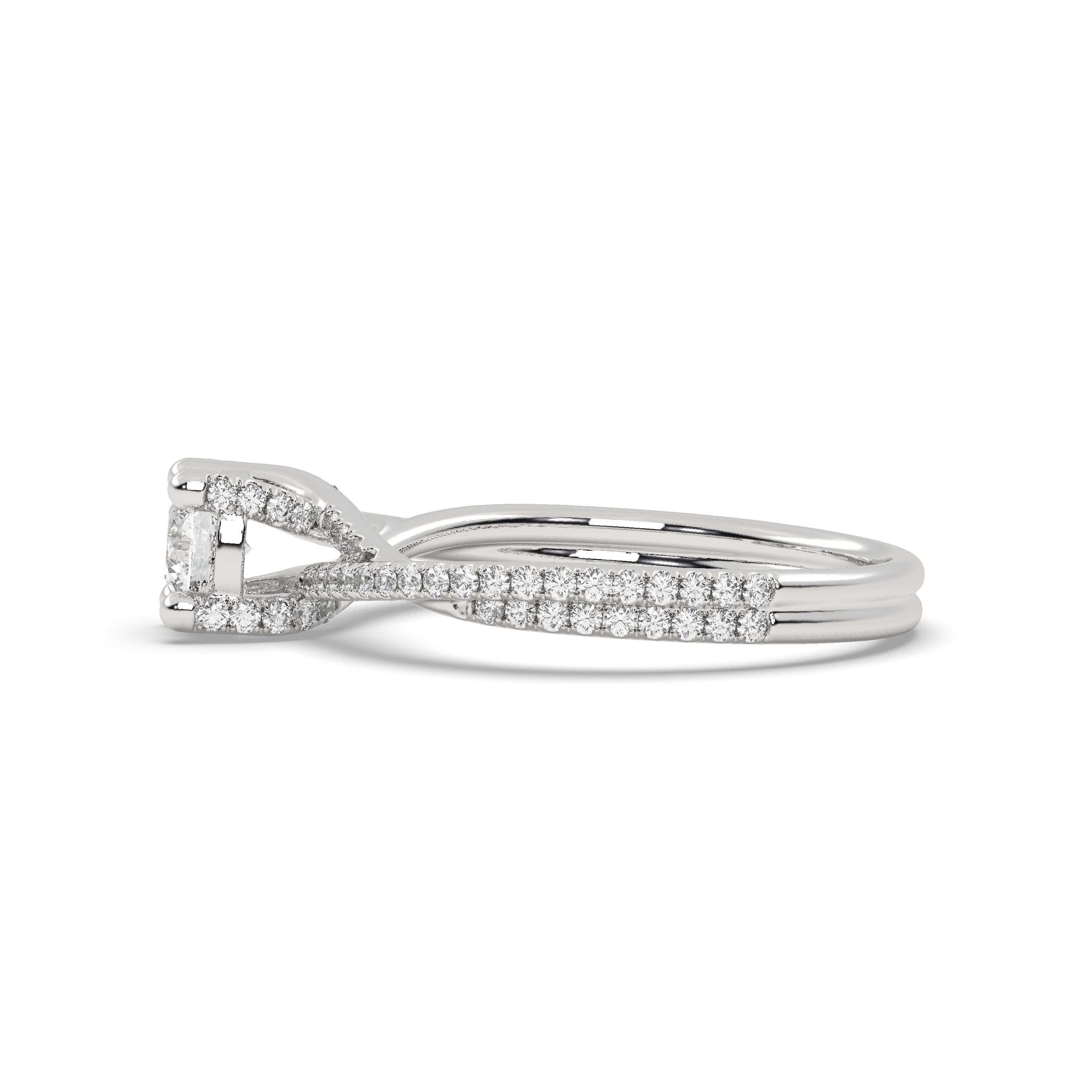 White Gold Studded 1.09 Carat Lab Grown Diamond Ring-G Color VS2 Clarity.